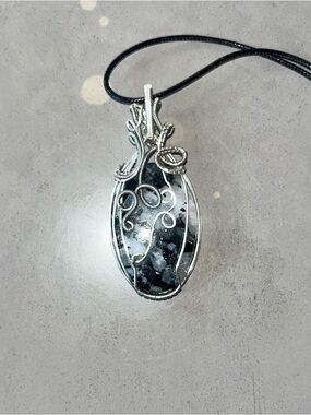 Handcrafted Moon Stone Wire-Wrapped Pendant Necklace